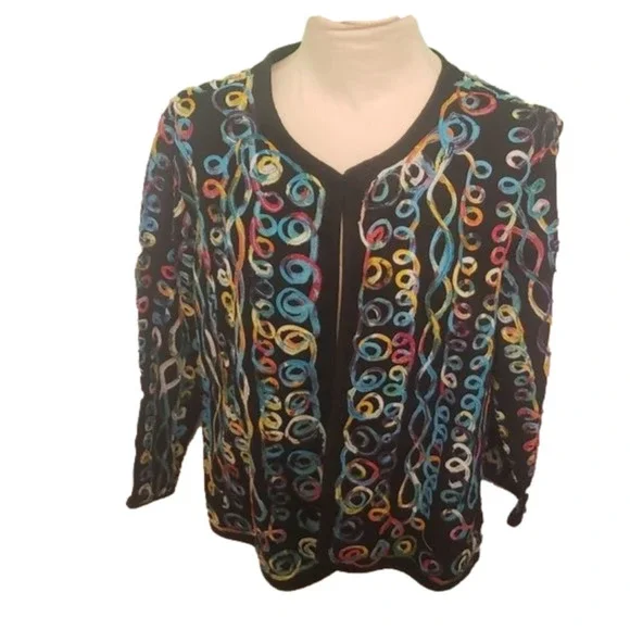 Keren Hart Ribbon Swirls Blazer Jacket - Picture 1 of 9